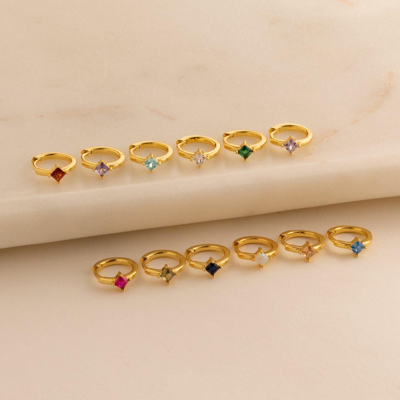 Personalized Elegance: Athena Birthstone Huggie Earrings